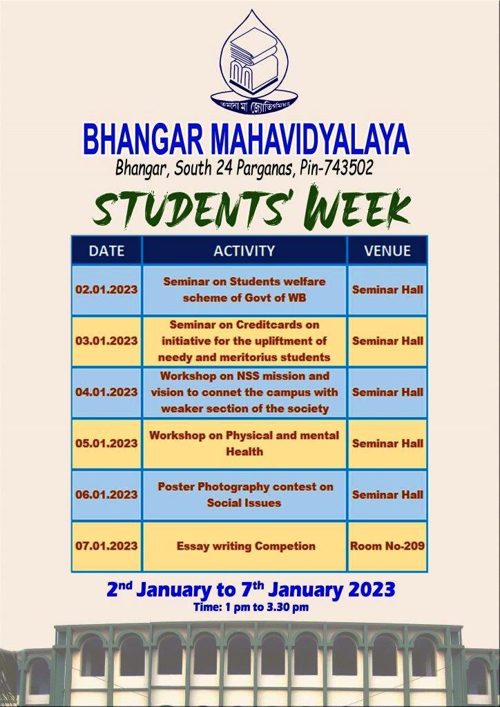 01.01.2023 to 07.01.2023: Students' Week-2023